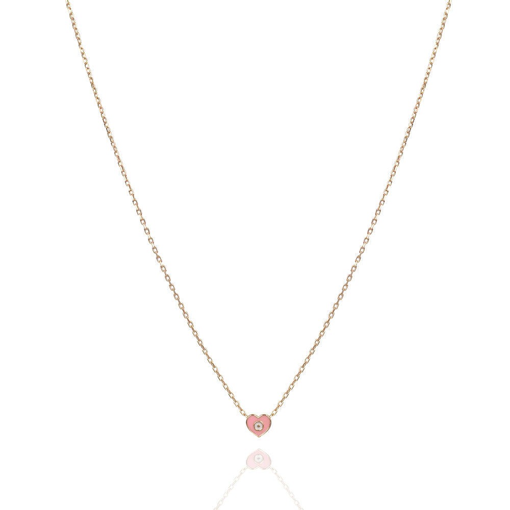 Heart and enamel eye necklace