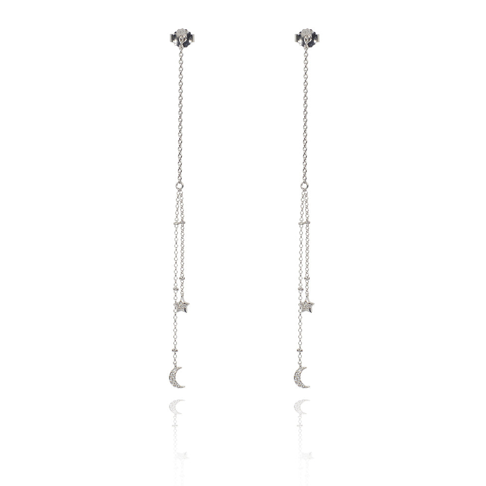 Star and Moon Threader Earing Celestial radiance 925 Sterling silver
