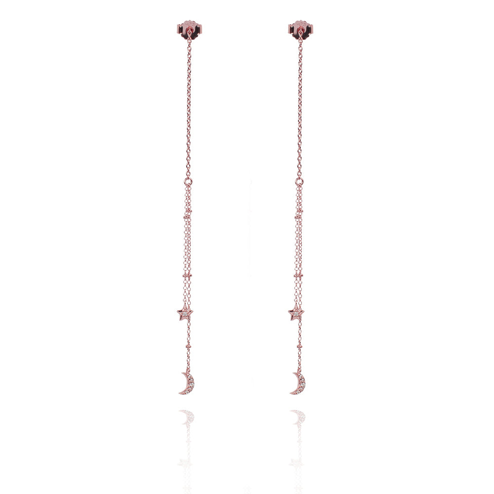 Star and Moon Threader Earing Celestial radiance 925 Sterling silver