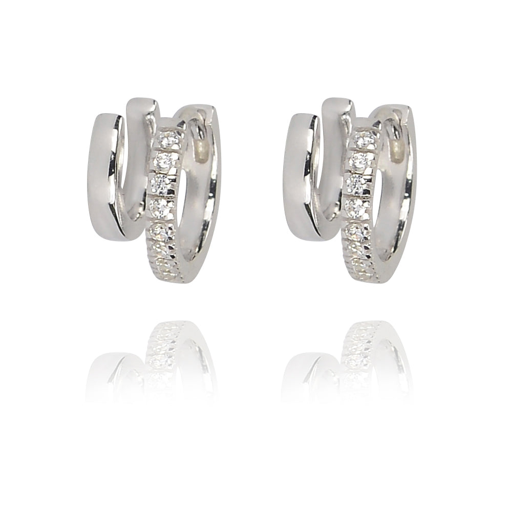 Equilibrium Karma Circle Huggie Earrings | Sterling Silver & Rose Gold | Inspirit Designs
