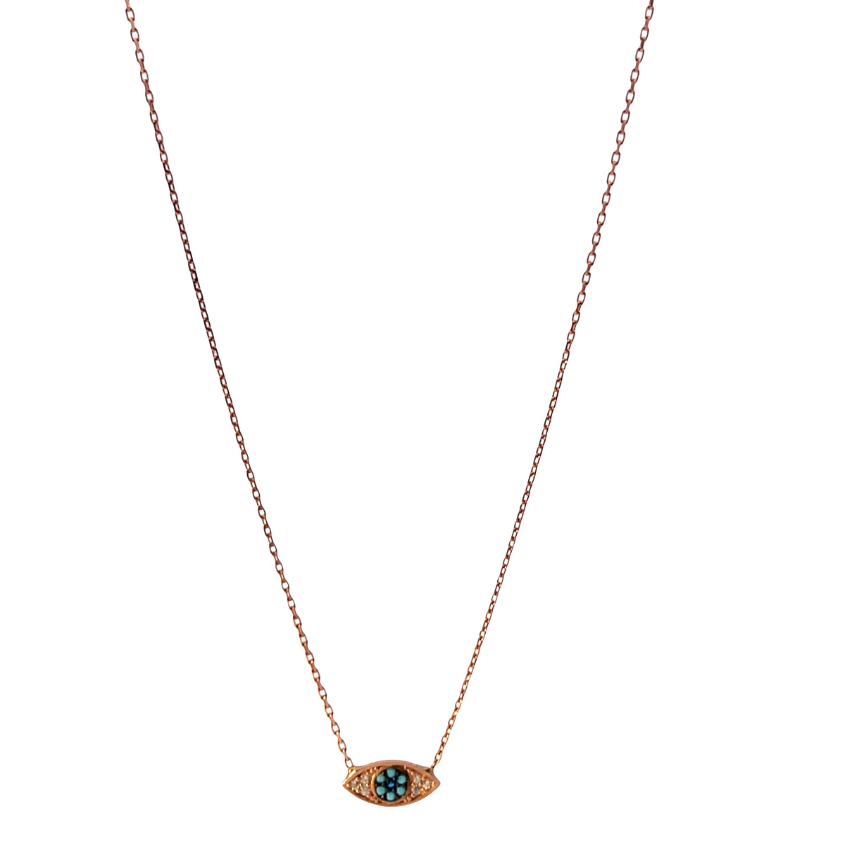 Small eye shape eye with turquoise necklace