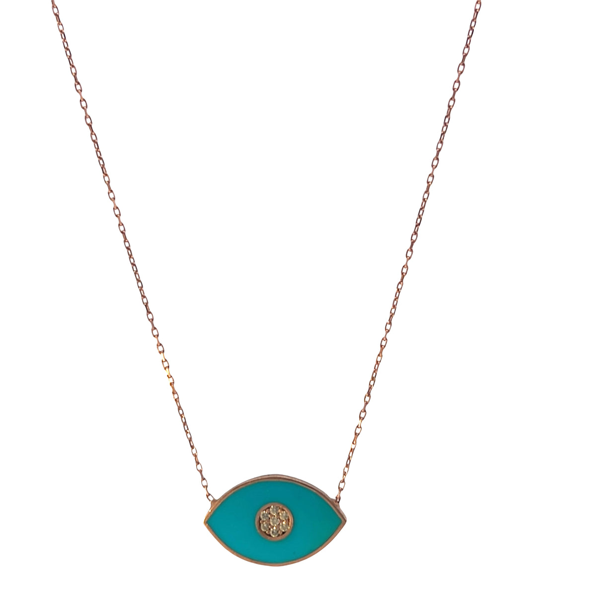 Large enamel eye shape evil eye necklace