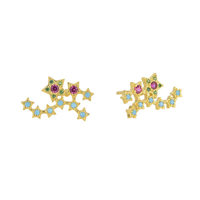 Constelation Celestial star cluster 925 sterling silver Stud earrings
