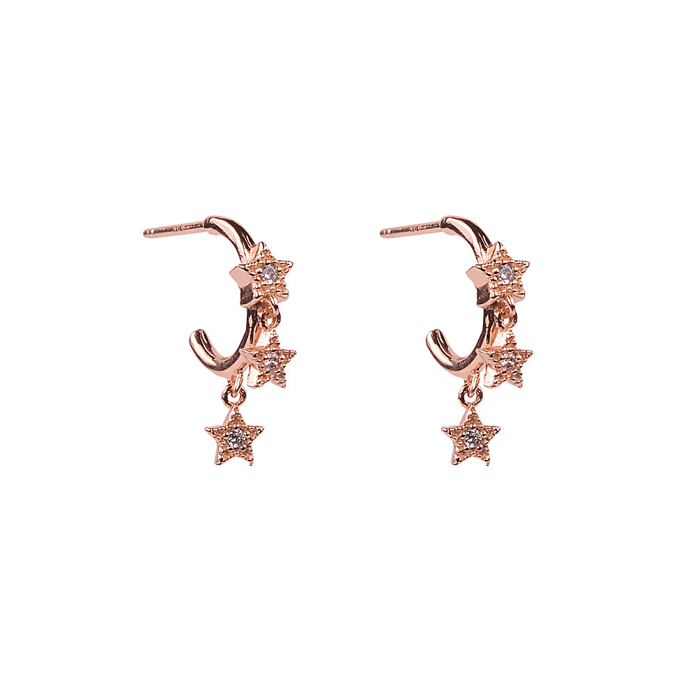 Three star small hoop earring