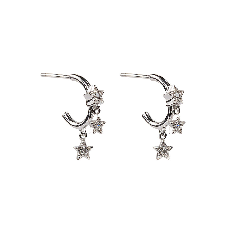 Three star small hoop earring