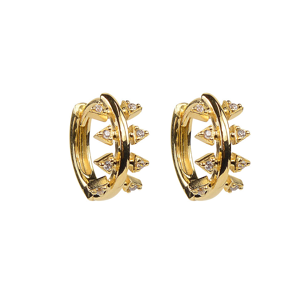 Sacred Triangle Spike Huggie Earrings — Gold Vermeil