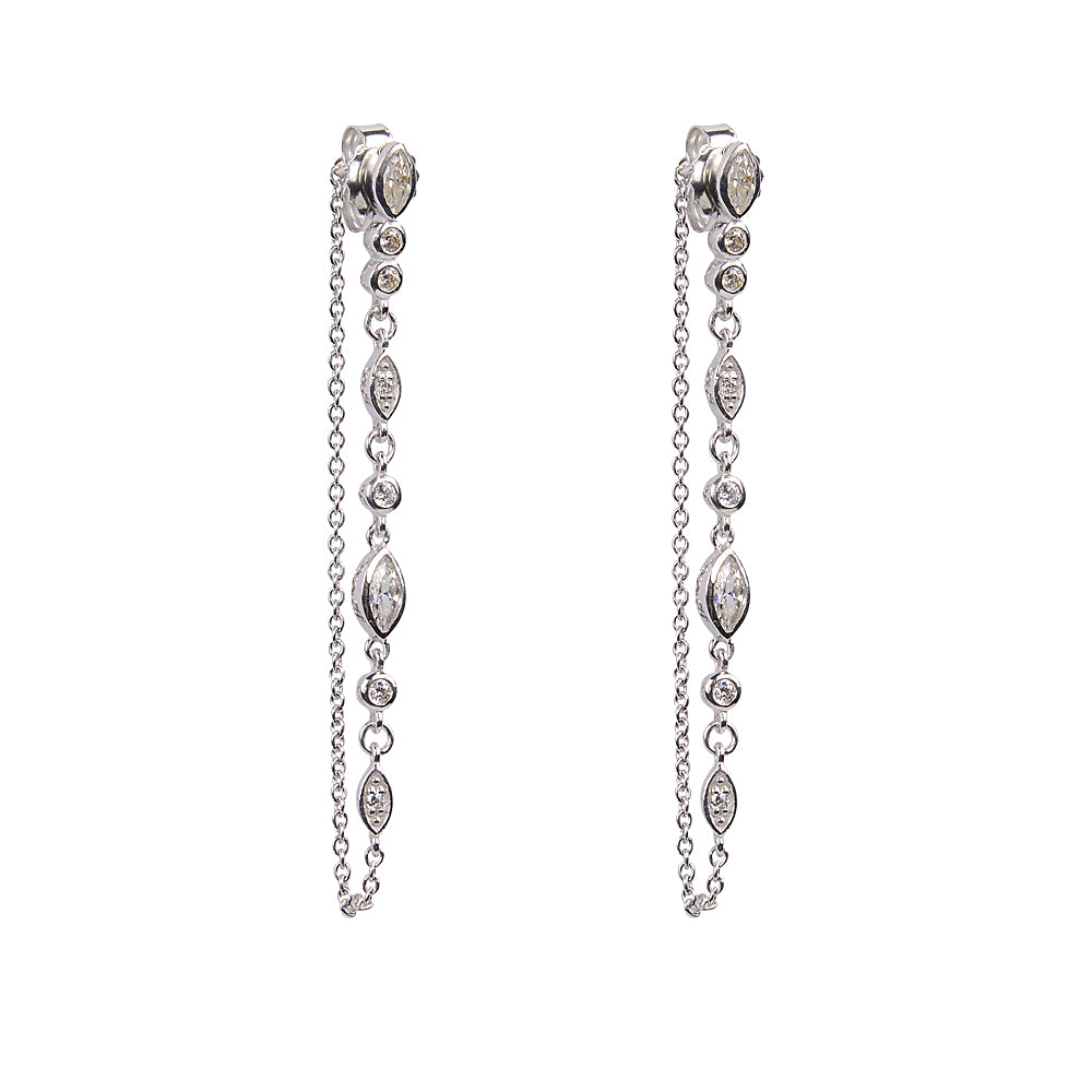 Long drop chain multi cz earring