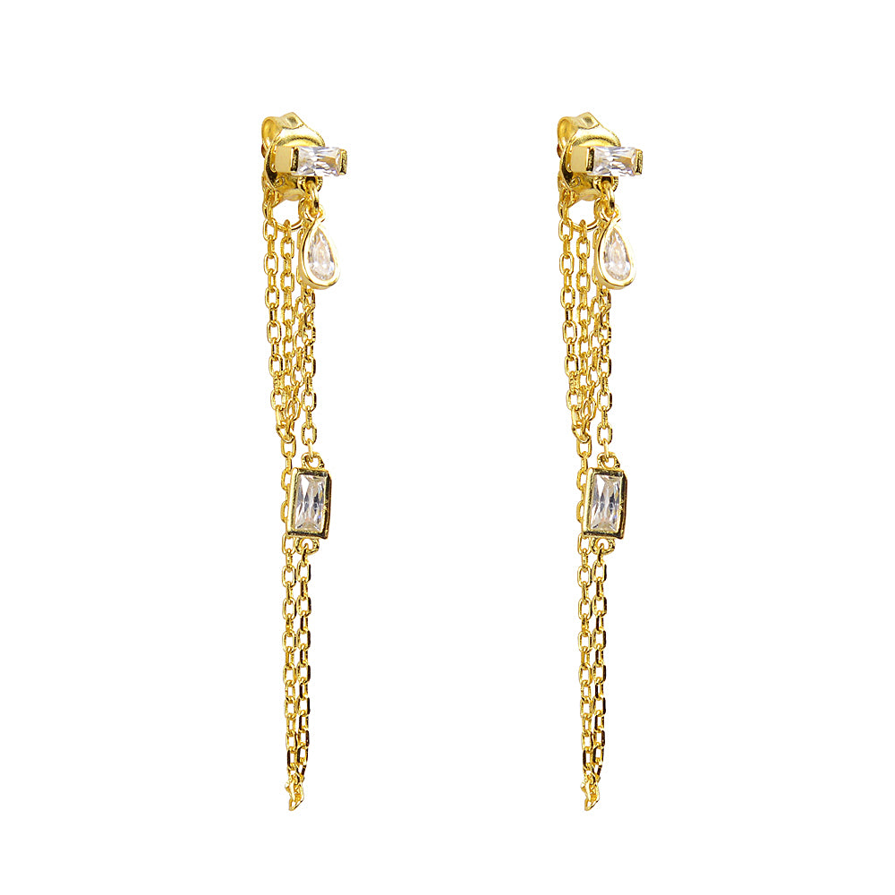 Seraphina Baguette Chain Drop Earrings