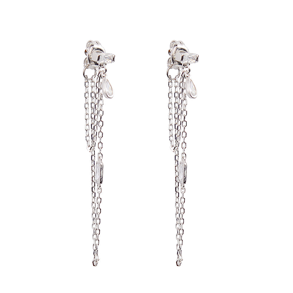 Seraphina Baguette Chain Drop Earrings
