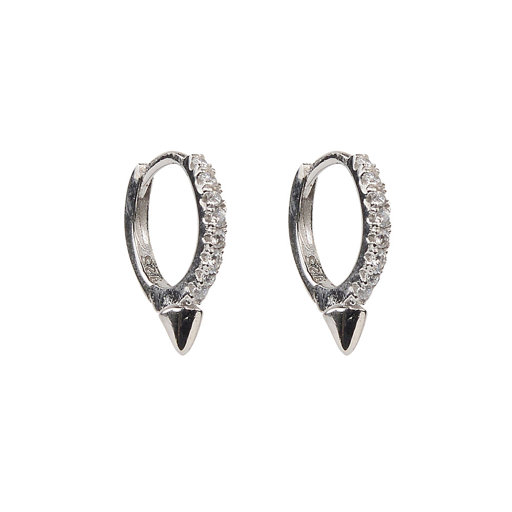 Sacred Triangle Spike Huggie Earrings — Silver &amp; Black Rhodium