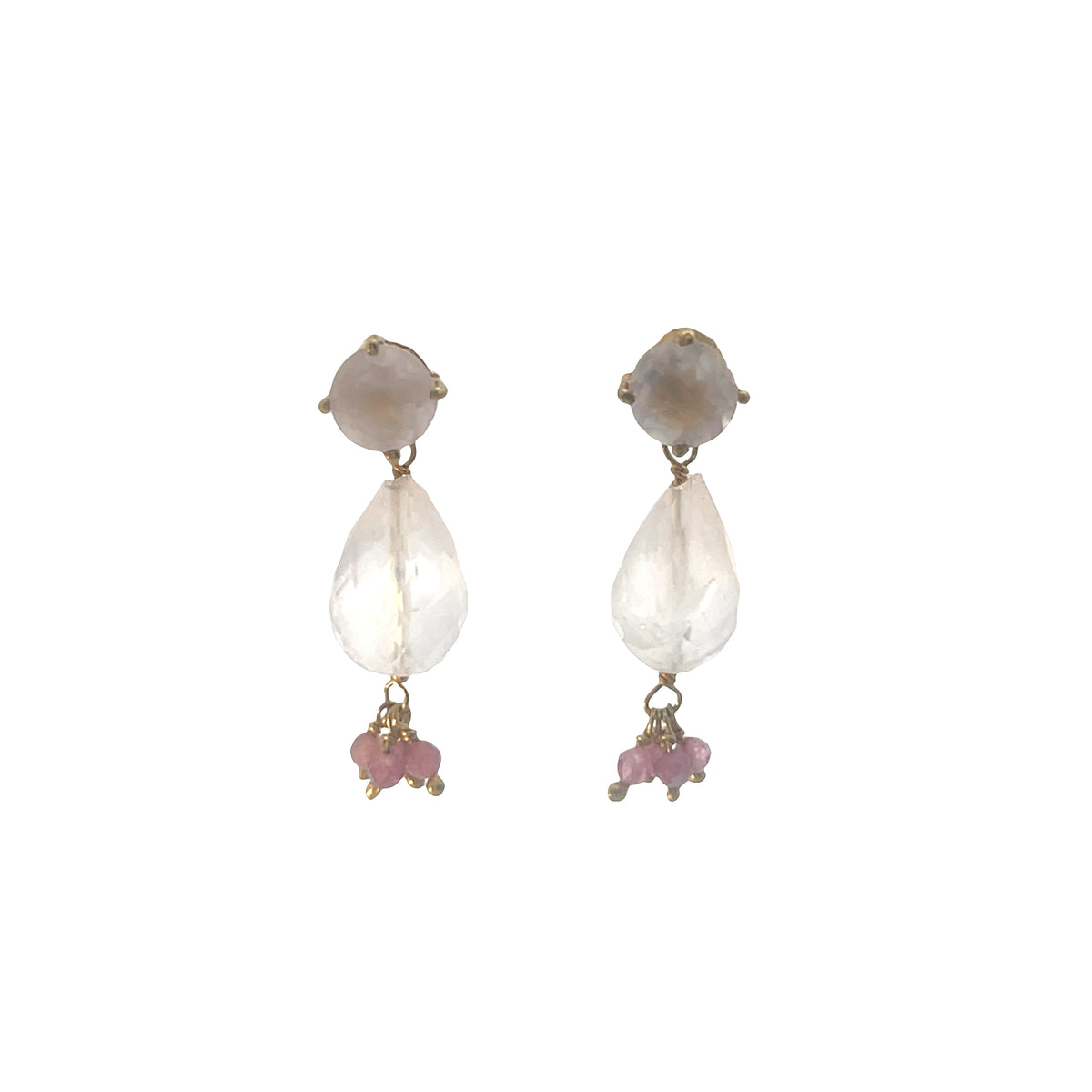 Three Drop cluster semi precious chakra shaker  earring