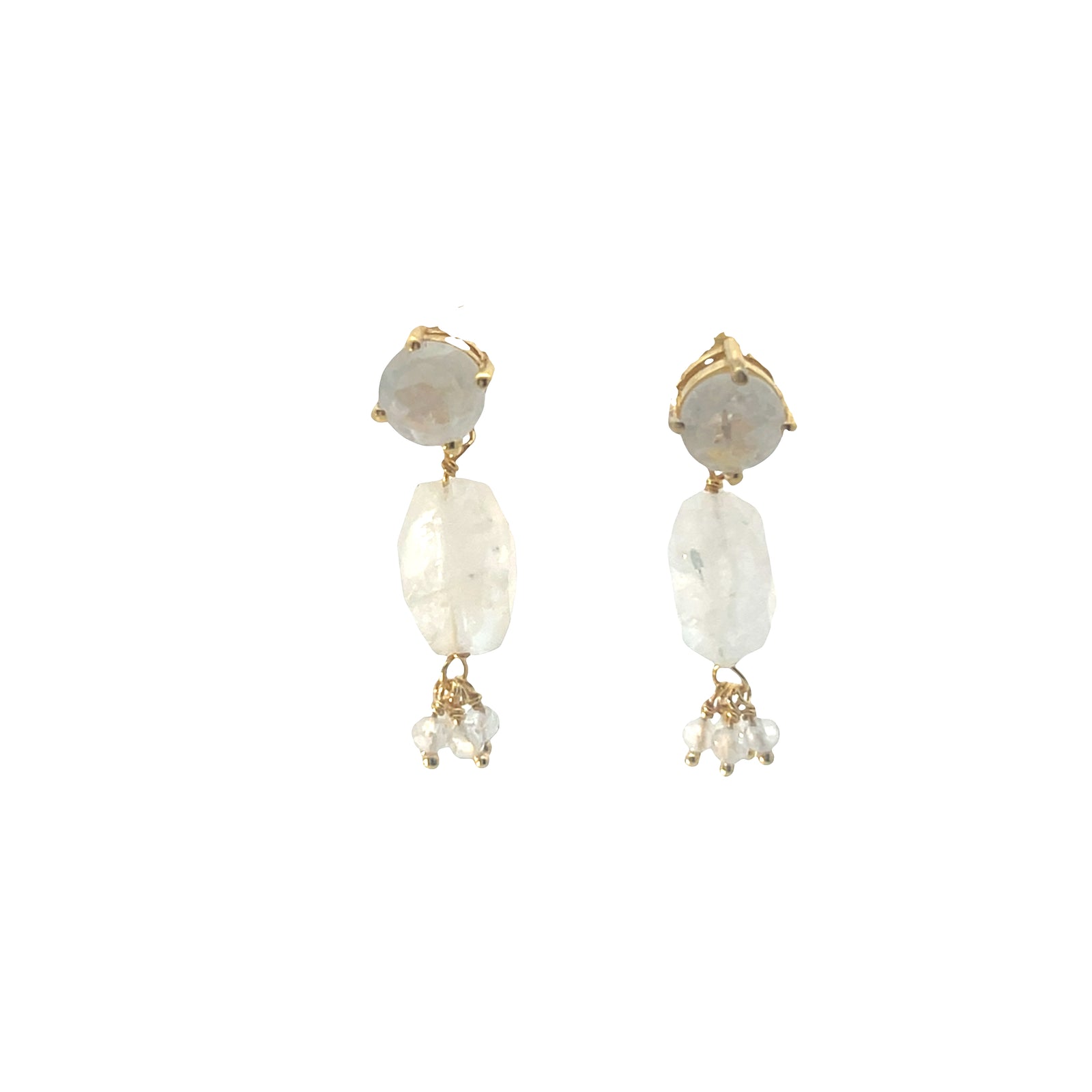 Three Drop cluster semi precious chakra shaker  earring