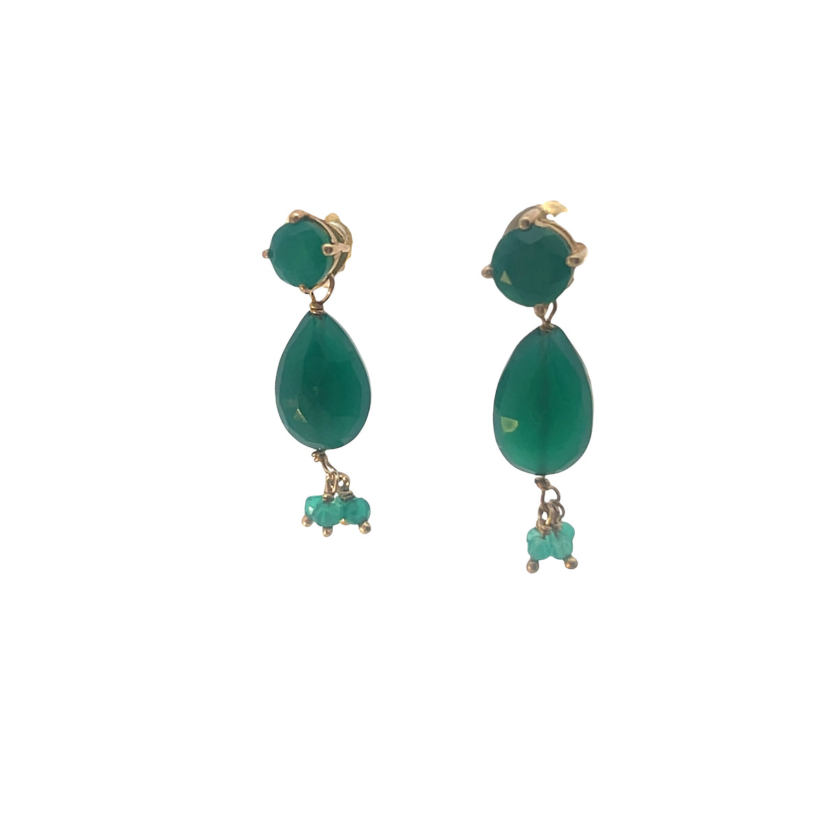 Three Drop cluster semi precious chakra shaker  earring