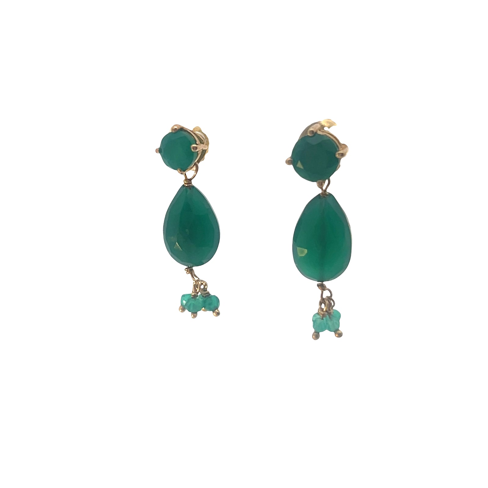 Three Drop cluster semi precious chakra shaker  earring