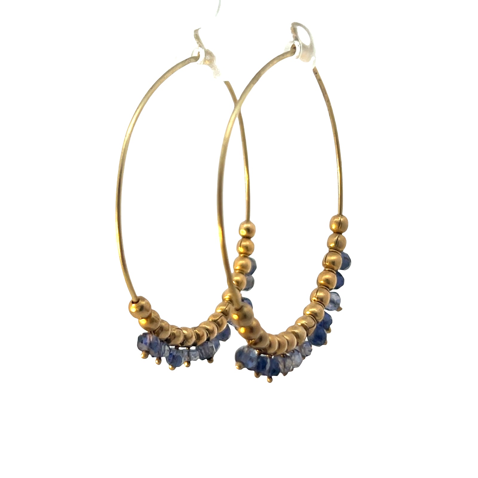 Semi precious Large hoop earrings