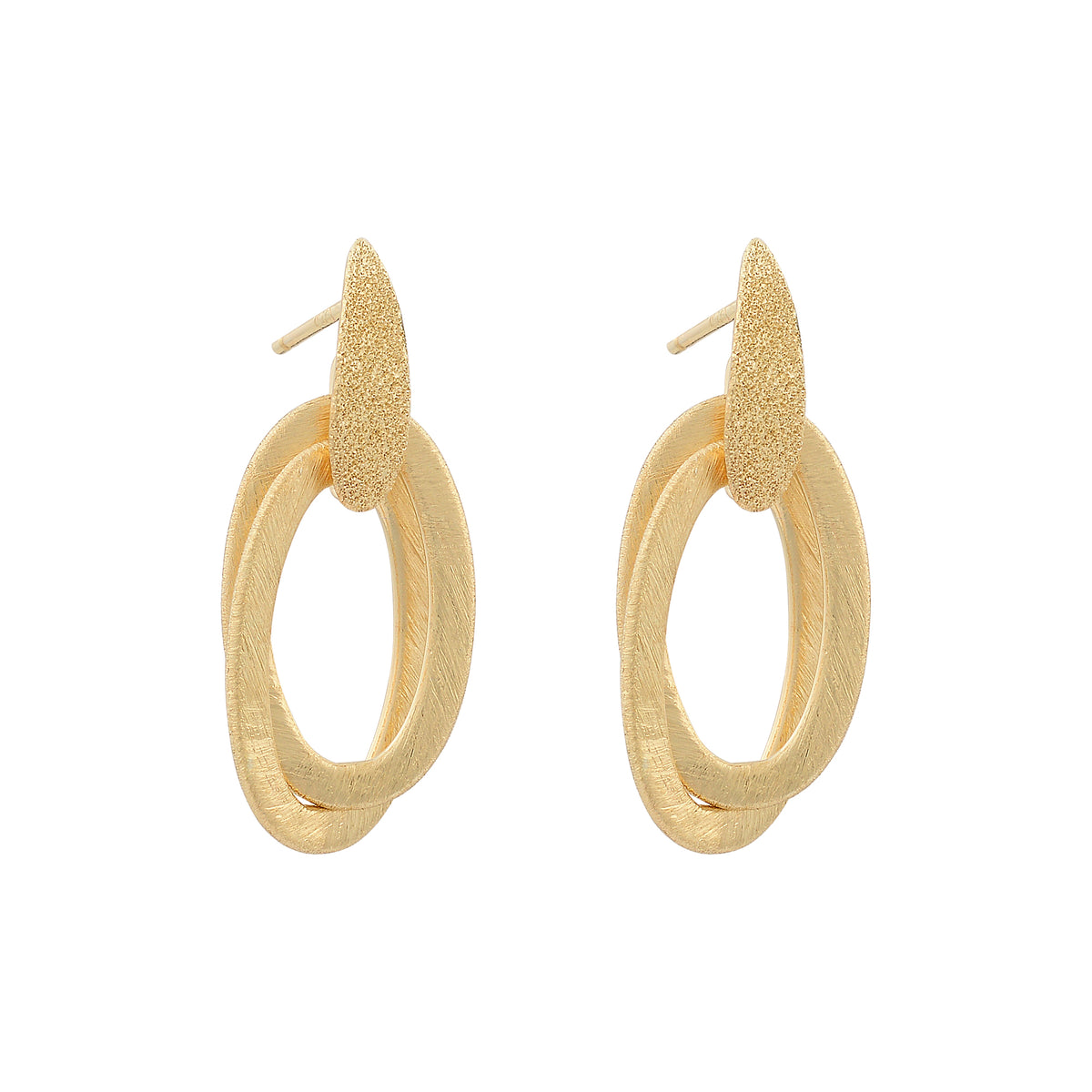 Sandblast two karma circle round earrings