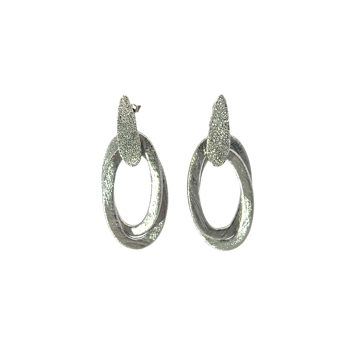 Sandblast two karma circle round earrings