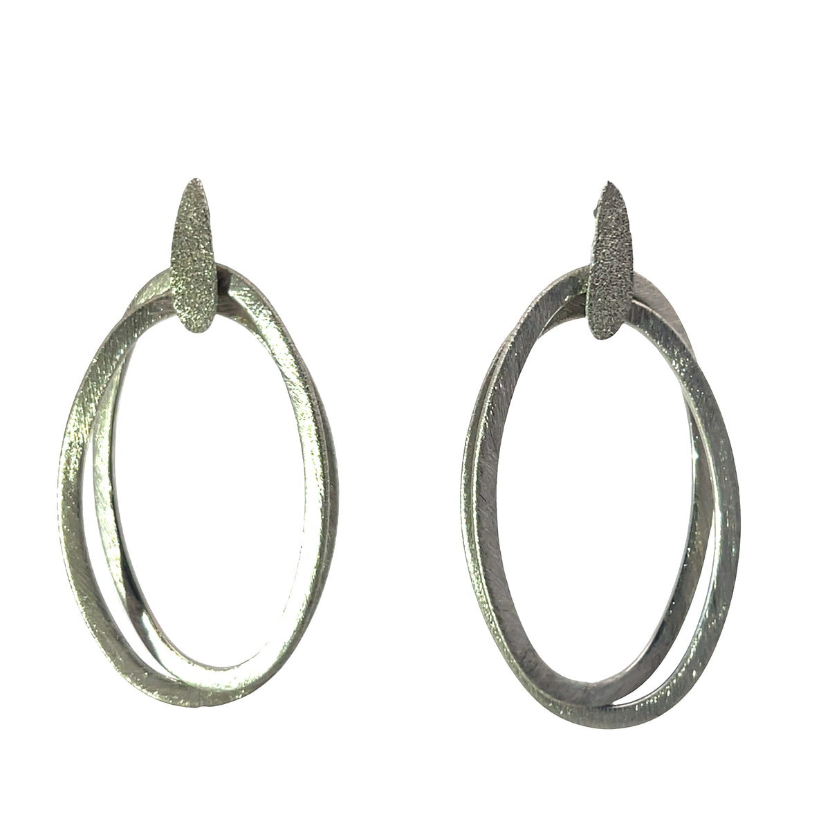 Large Karma double circle sandblast earrings celestial radiance