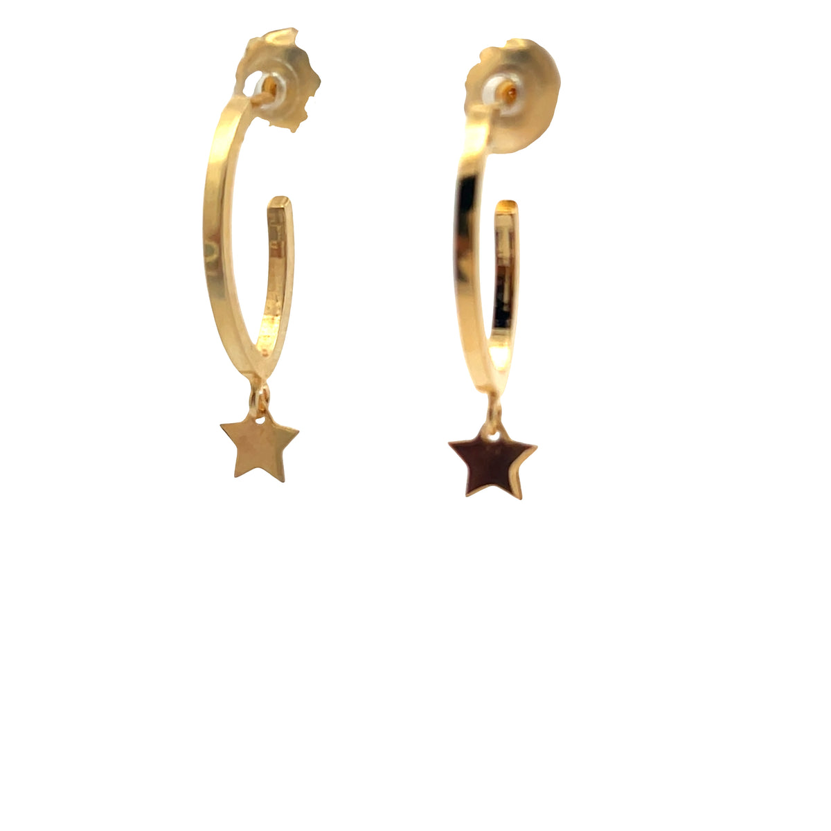 Star drop Plain hoop earrings