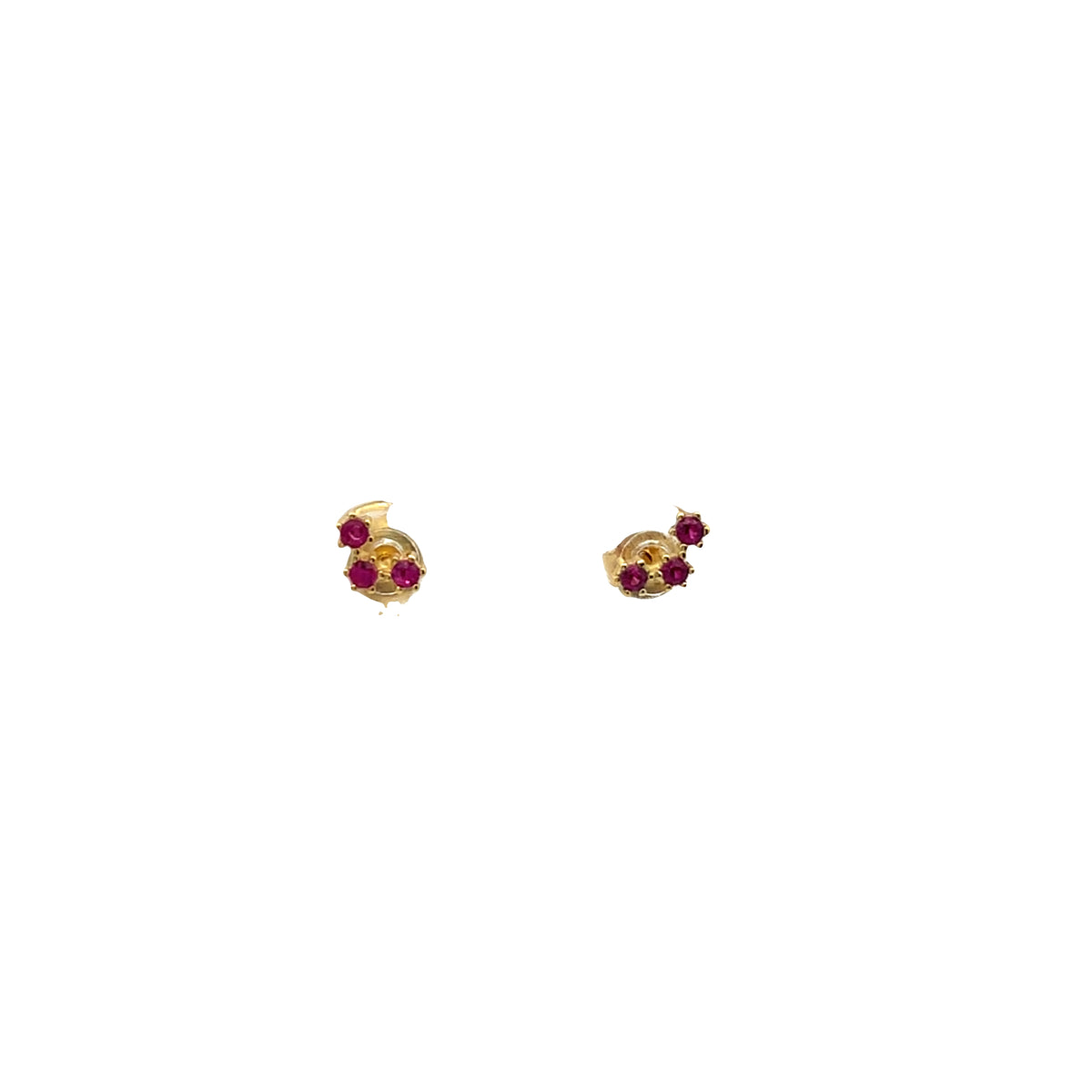 3 Stone Glitter Stud Earrings