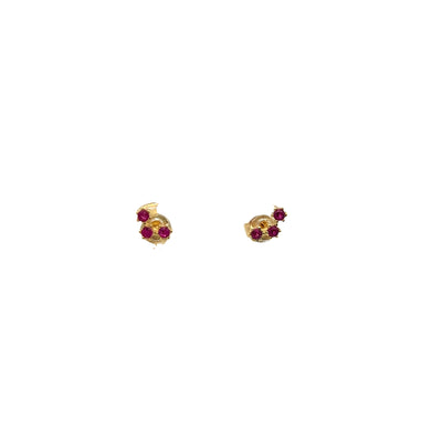 3 Stone Glitter Stud Earrings