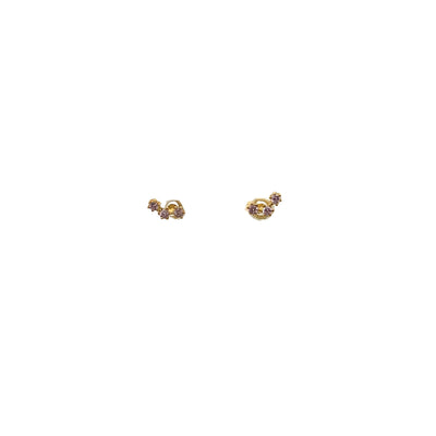 3 Stone Glitter Stud Earrings