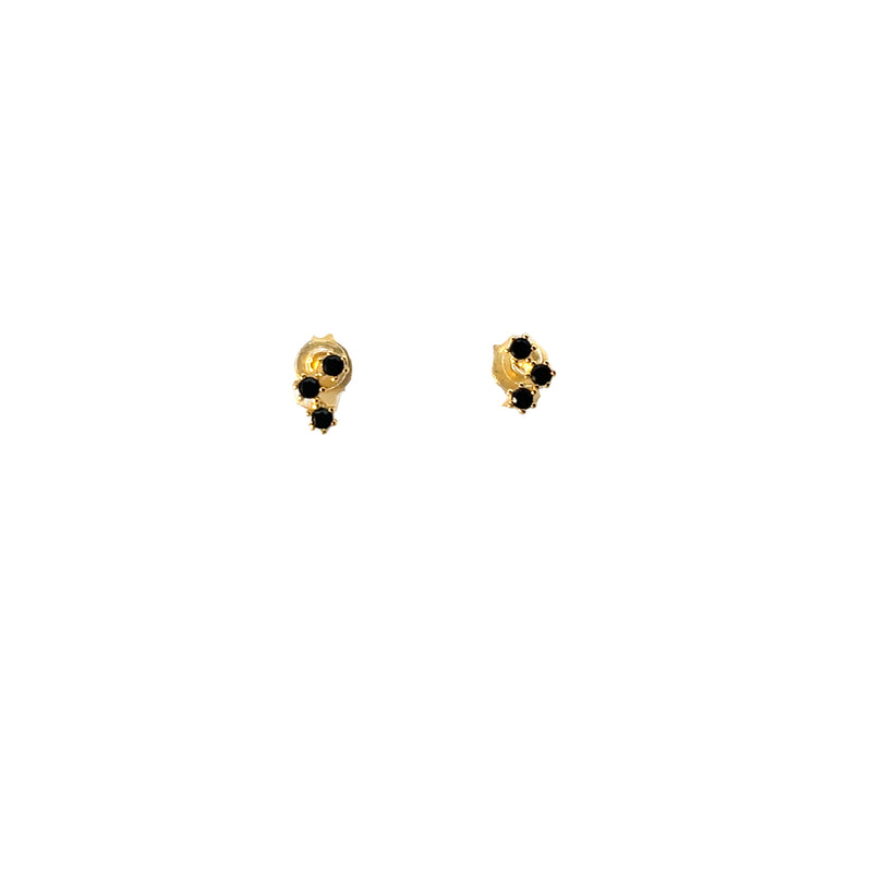 3 Stone Glitter Stud Earrings