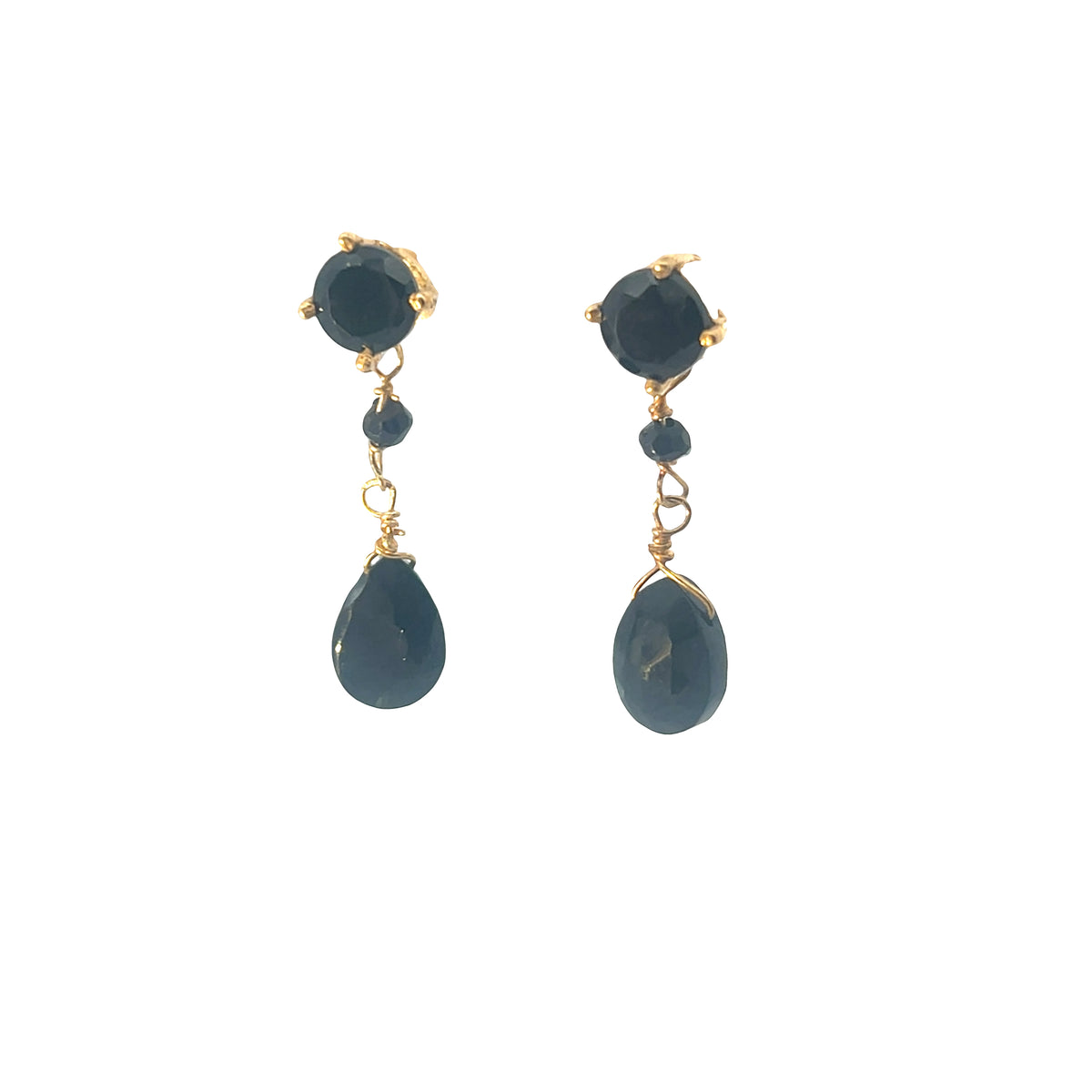 Three stone semi precious drop Earring