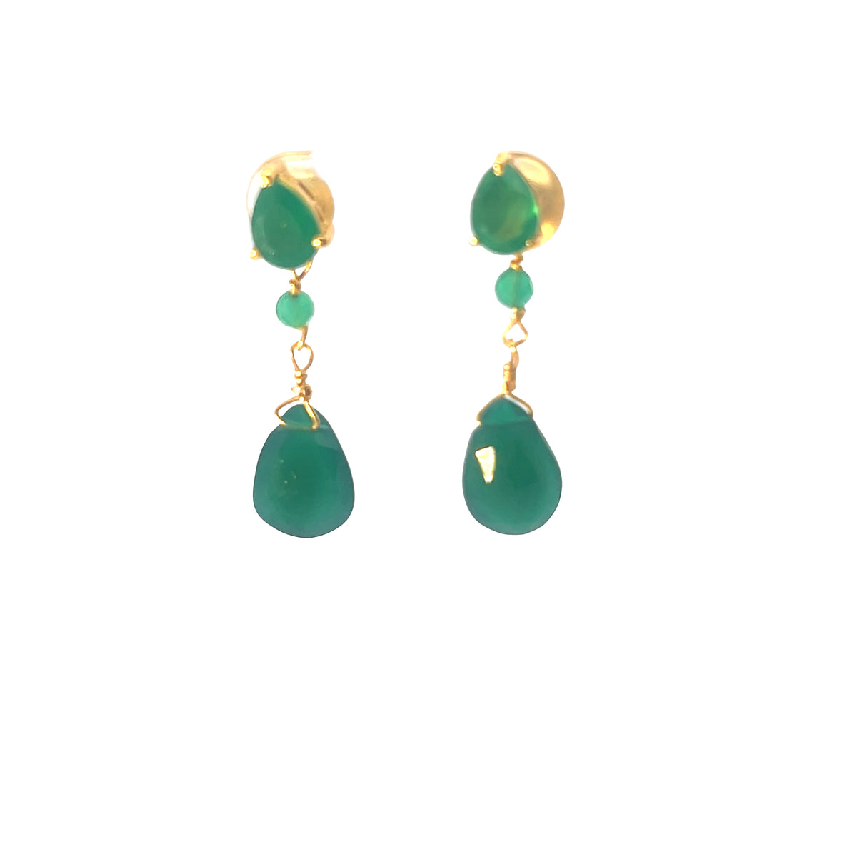 Three stone semi precious drop Earring