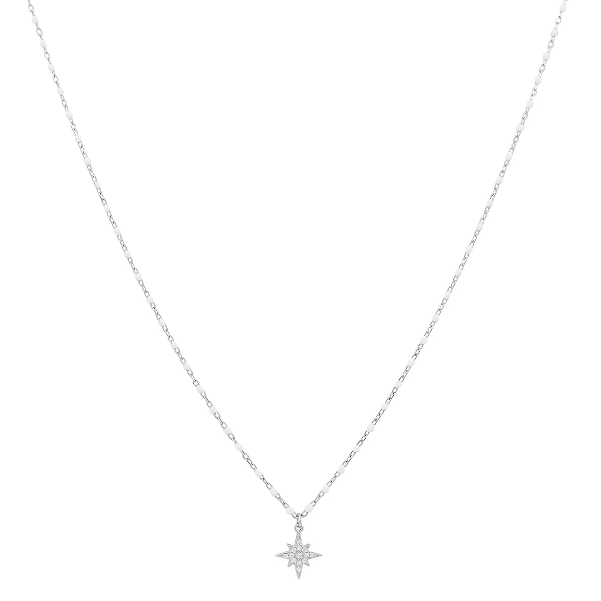 Sterling silver starburst celestial Radiance black enamel beaded station necklace