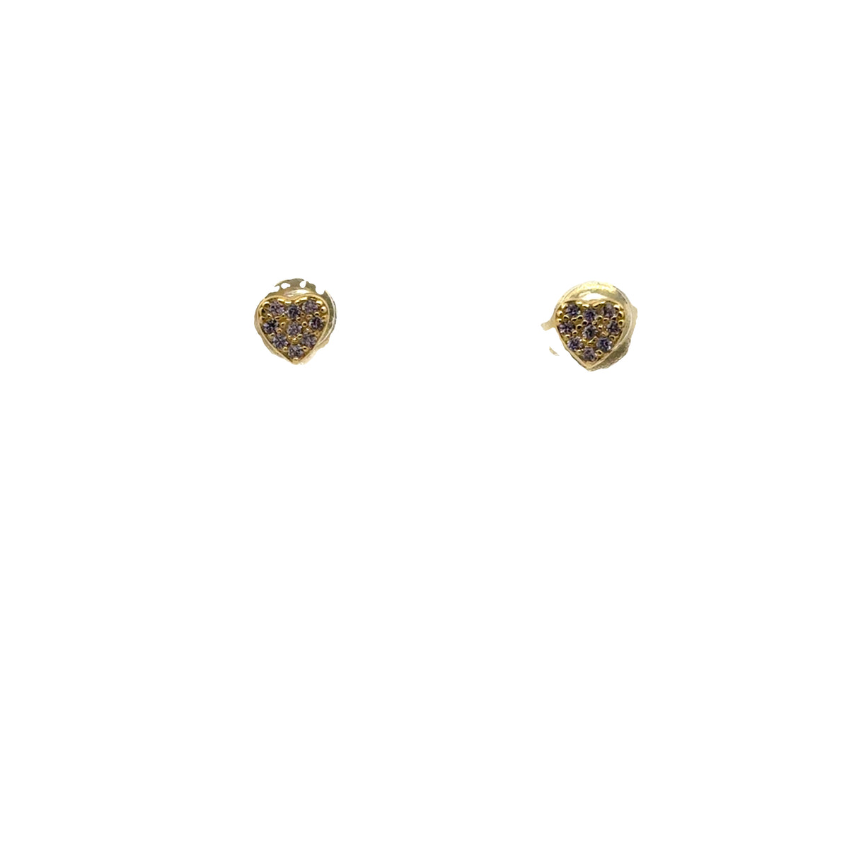 Gold Pavé Heart Stud Earrings – Dainty CZ Minimalist Studs