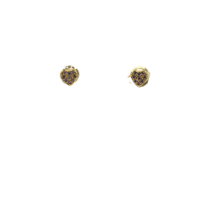 Gold Pavé Heart Stud Earrings – Dainty CZ Minimalist Studs