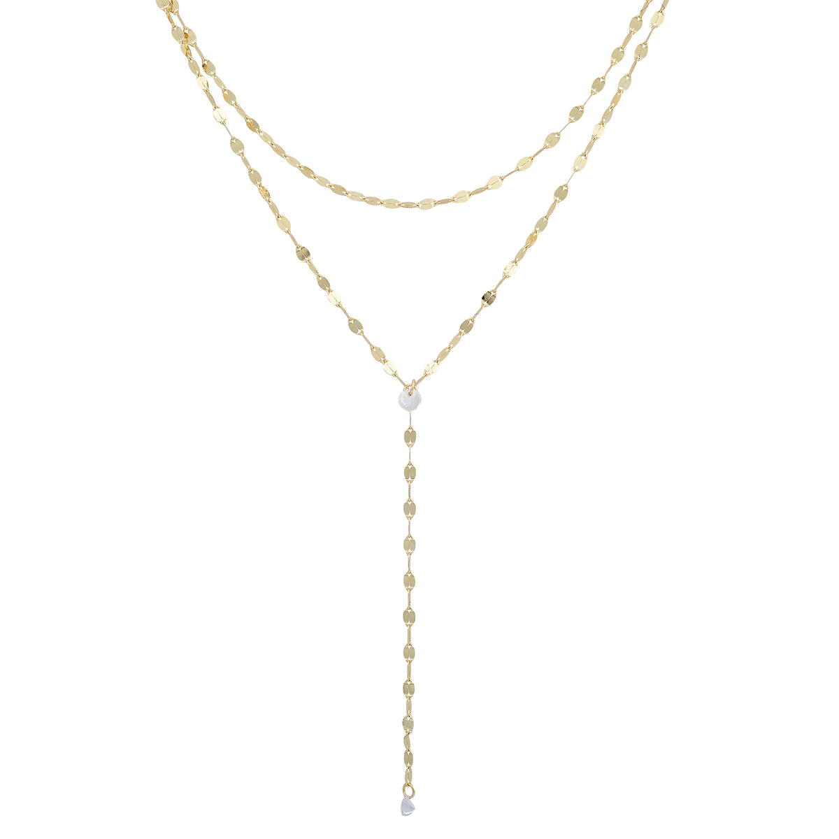 Lariat Glitter chain with cz two stand celestial radiance necklace