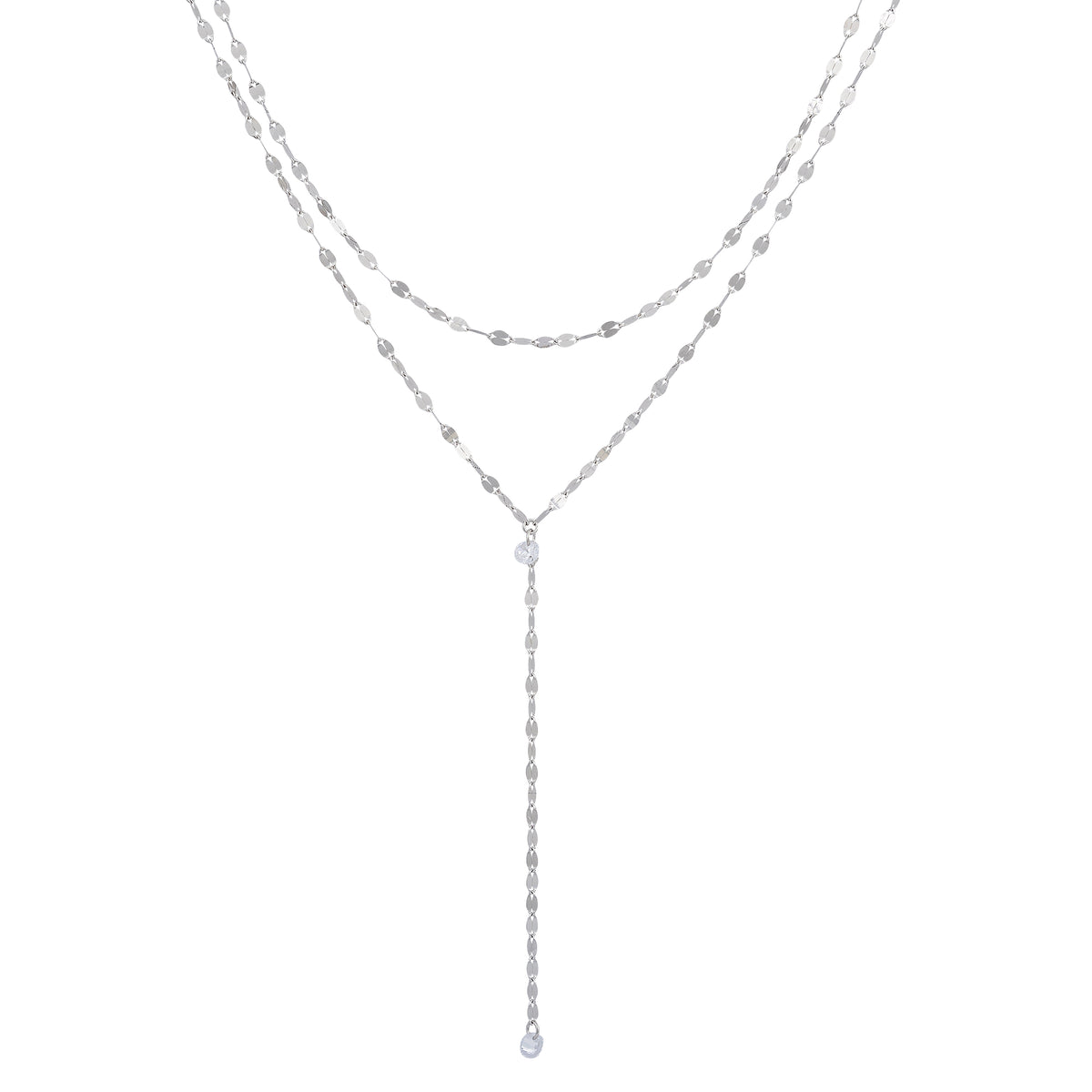 Lariat Glitter chain with cz two stand celestial radiance necklace