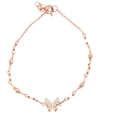 Sterling Silver Butterfly with Enamel Bracelet