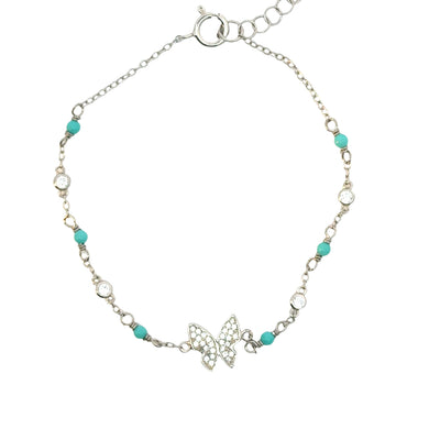 Sterling Silver Butterfly with Enamel Bracelet