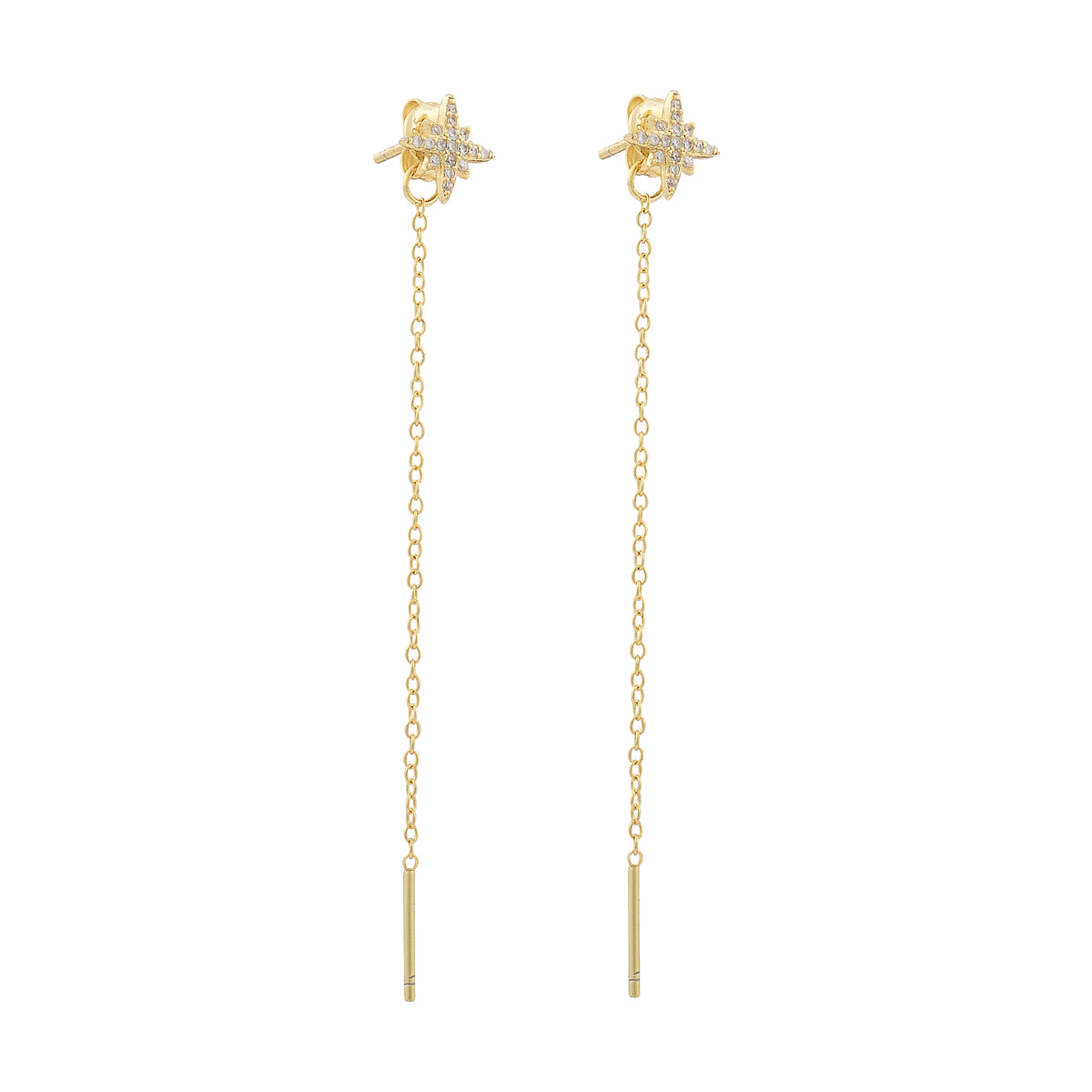 Starburst and moon threader adjustable earrings