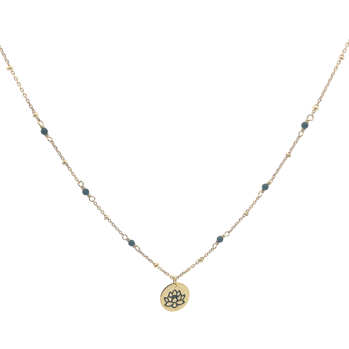Enamel and bead Lotus charm necklace