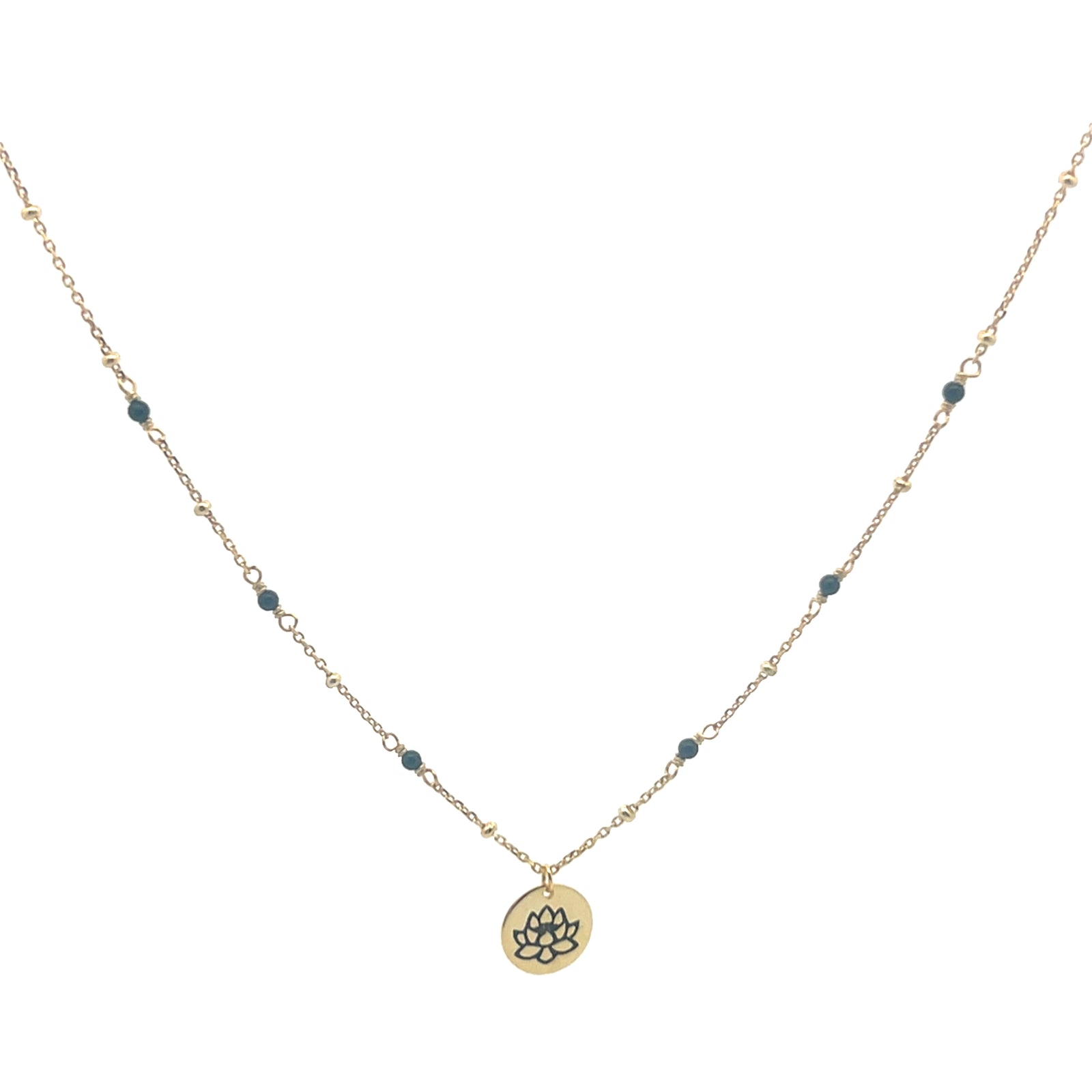 Enamel and bead Lotus charm necklace