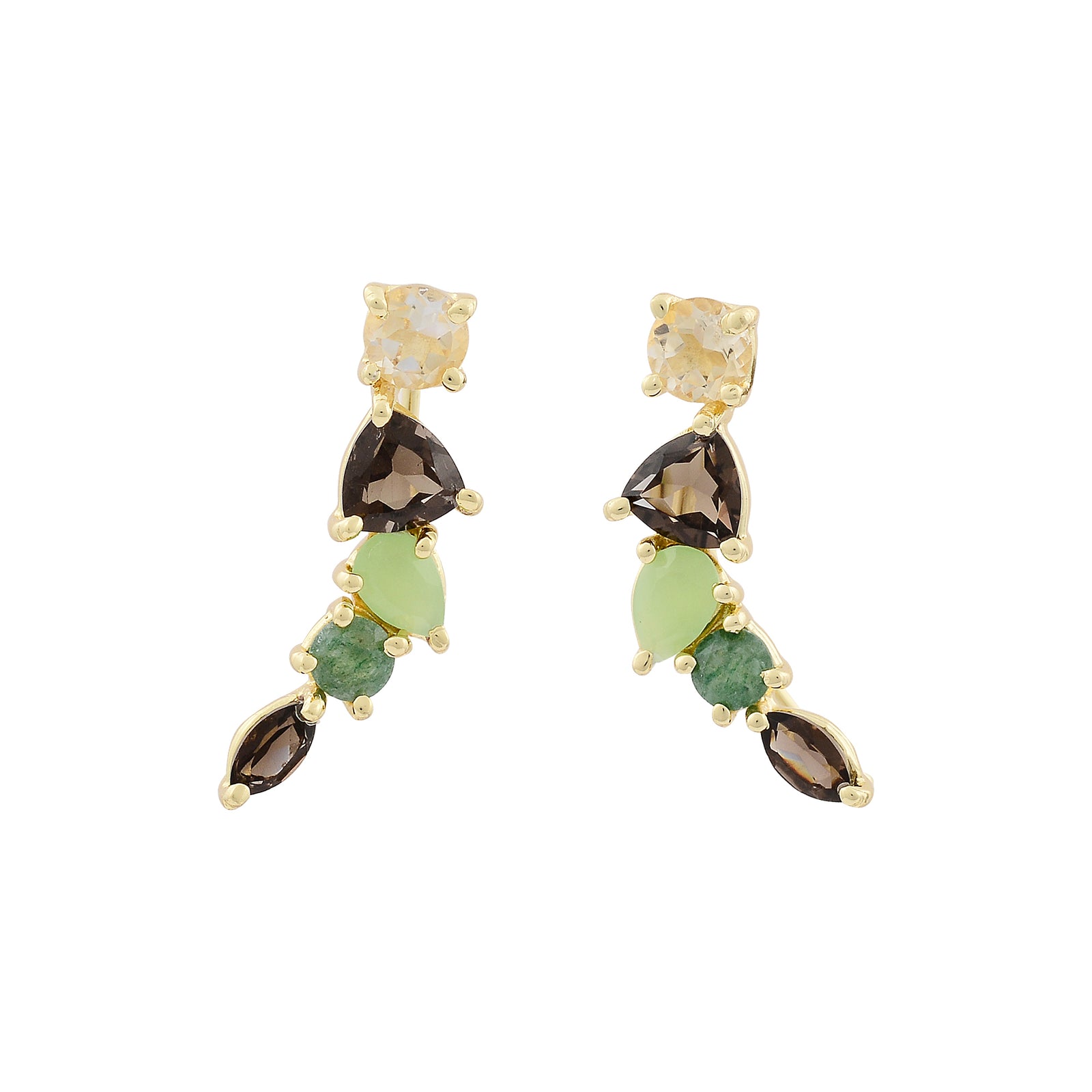 Up the ear semi precious cuff mixed stone earrings