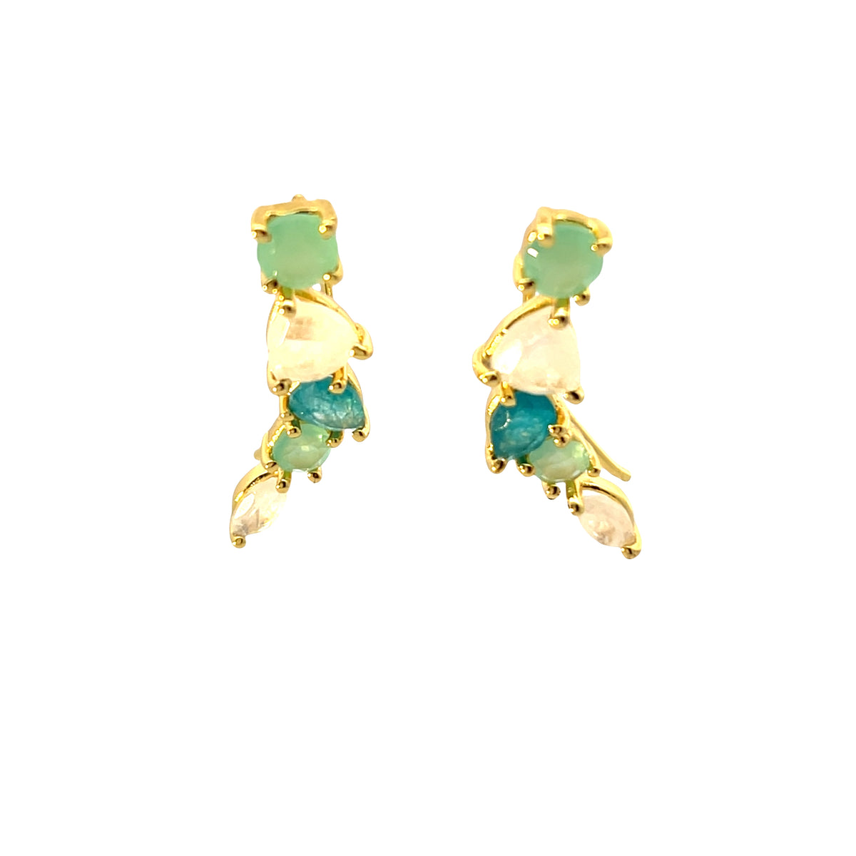 Up the ear semi precious cuff mixed stone earrings