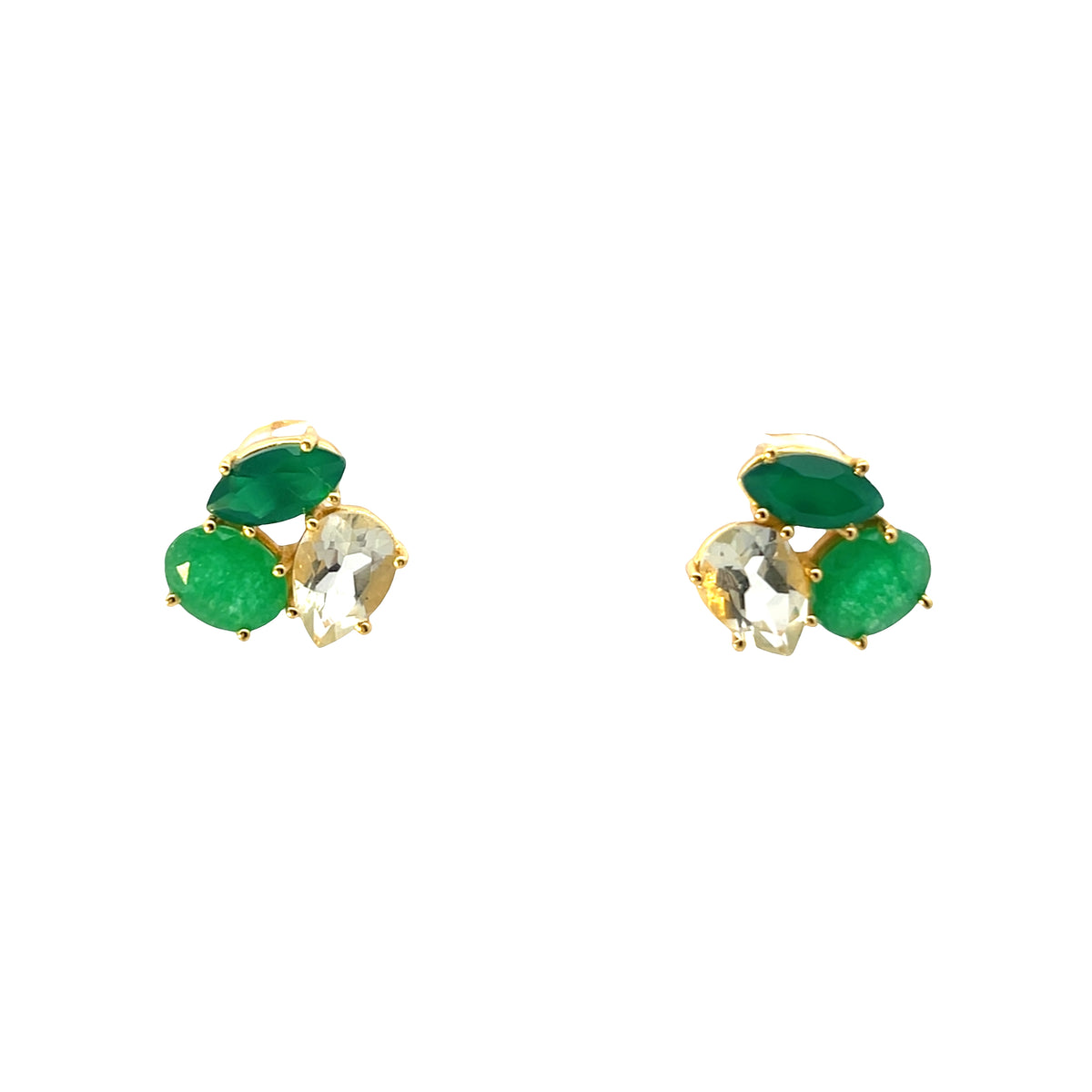 Three stone semi precious earring