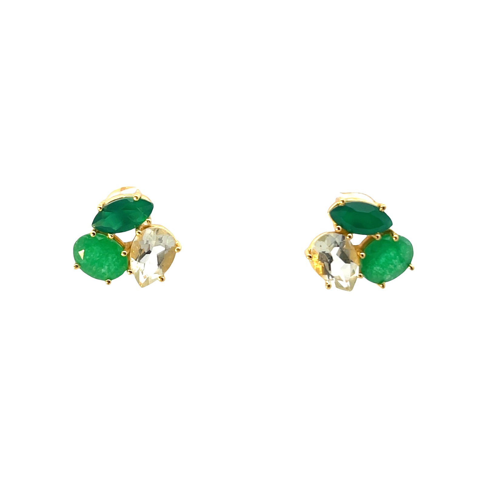 Three stone semi precious earring