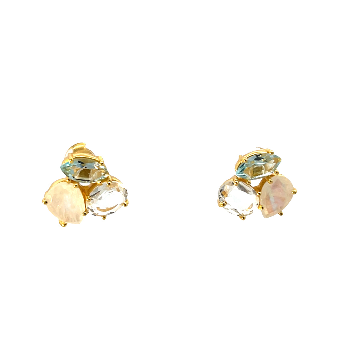 Three stone semi precious earring