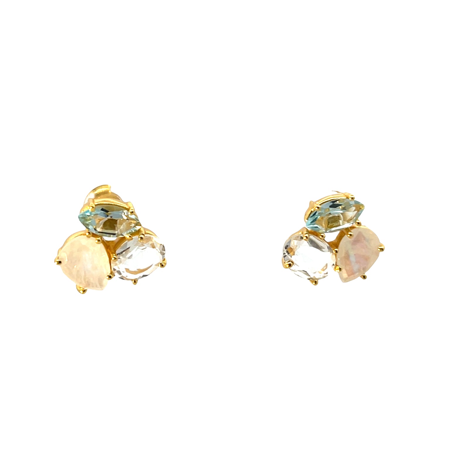 Three stone semi precious earring