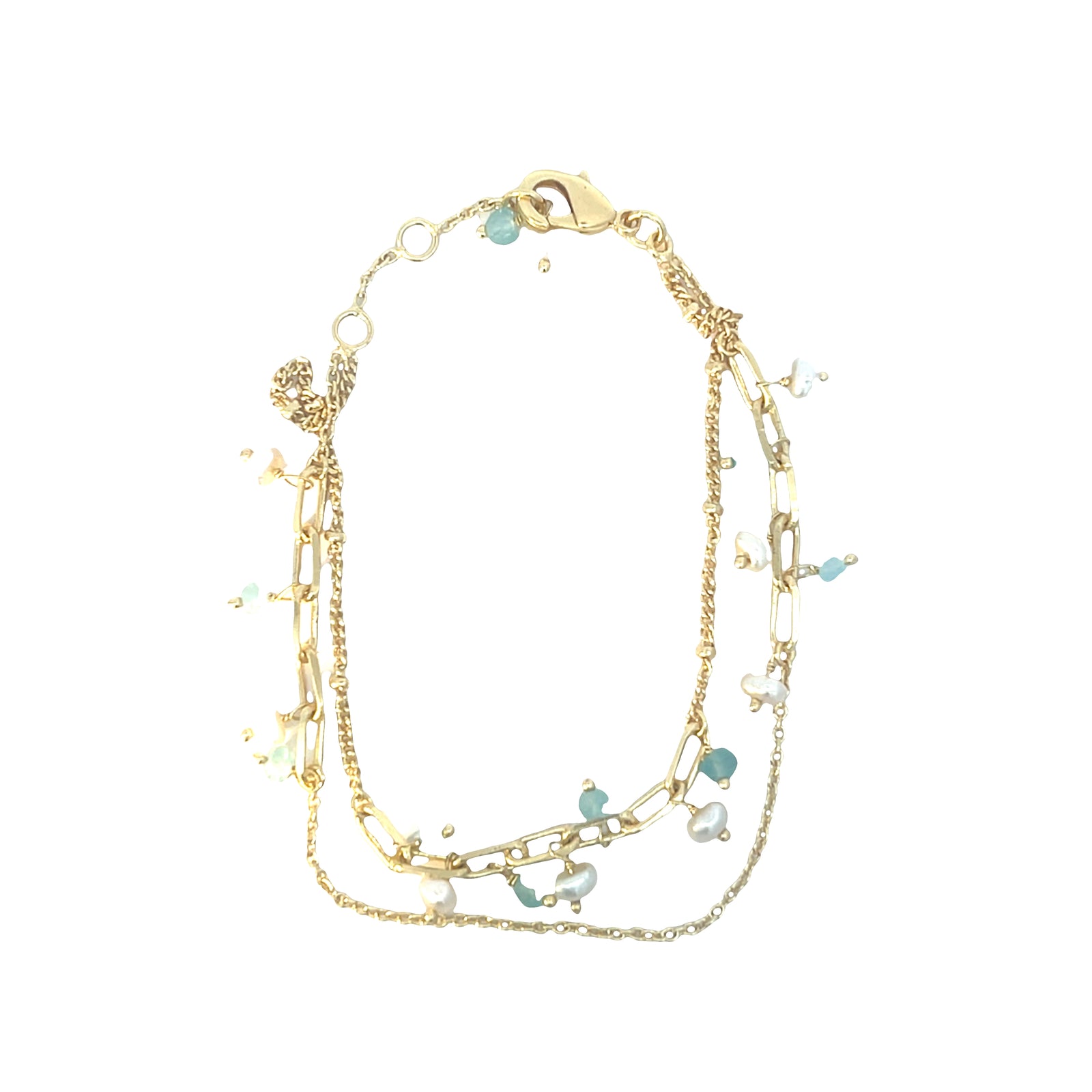 Luminous pearls of wisdom charm two strand bracelet
