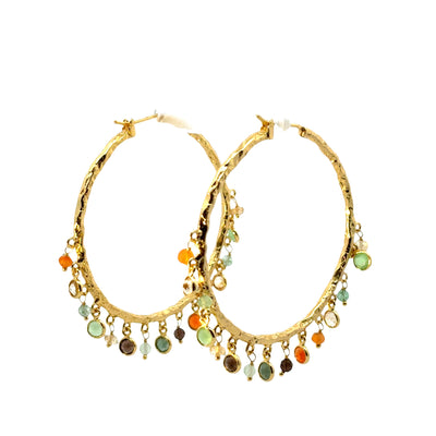 Chakra Semi Precious Stone Hoop Earrings