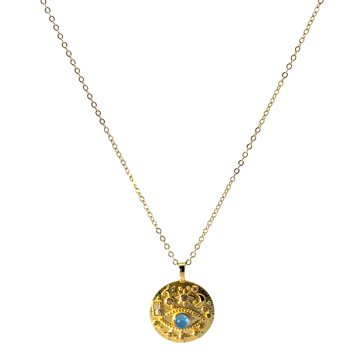Evil Eye Disc Necklace