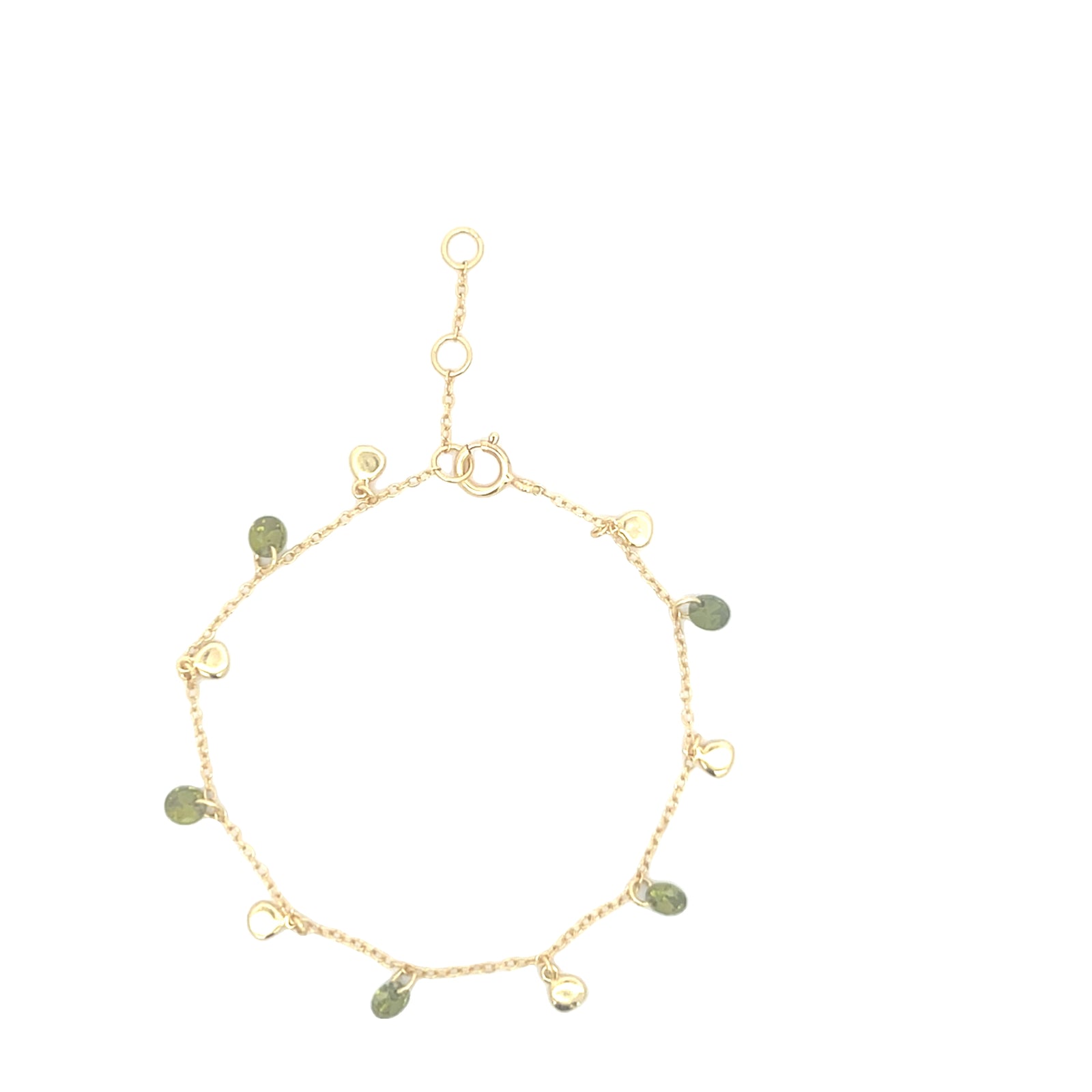 Glitter stone and disc bracelet