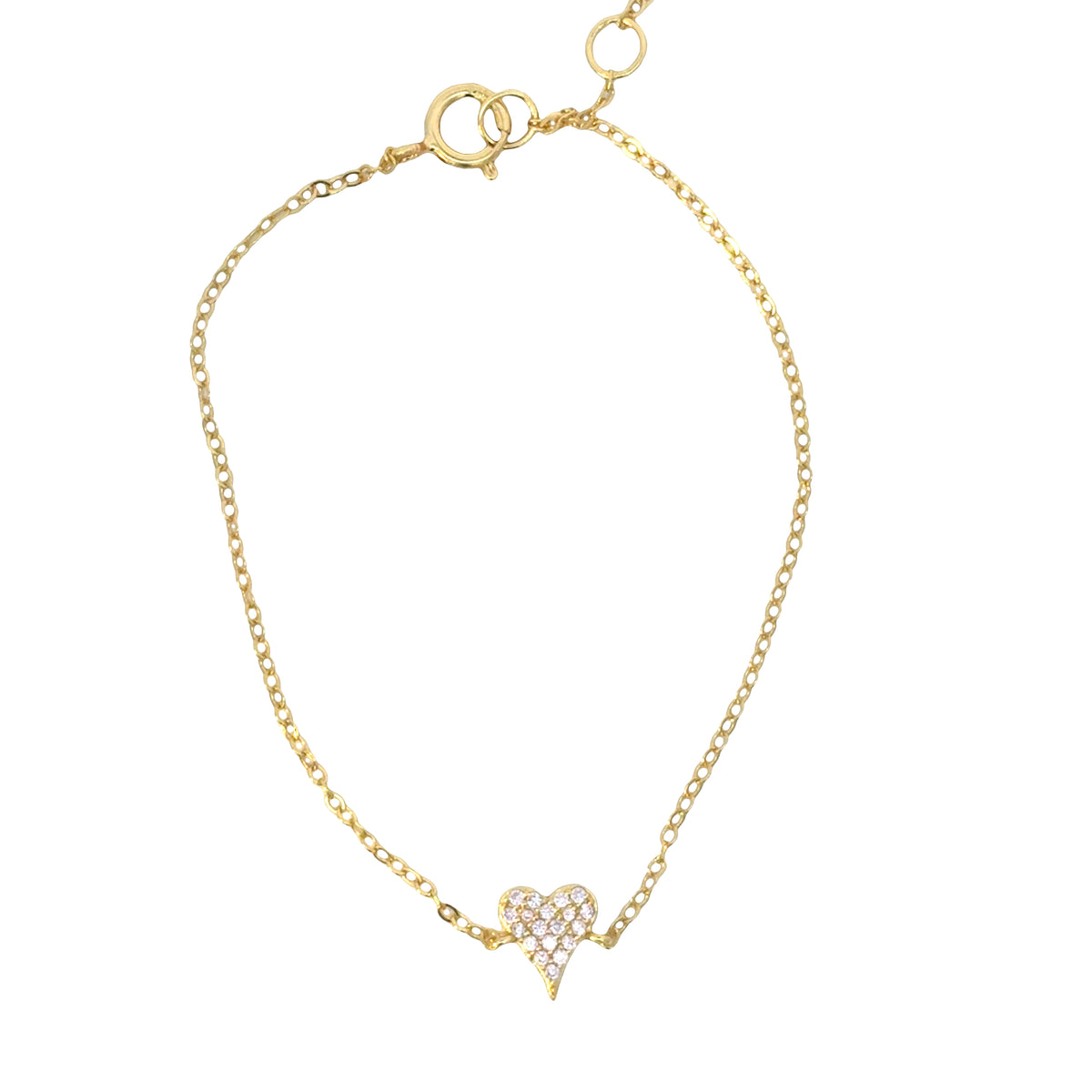Gold Pavé Heart Bracelet – Dainty CZ Minimalist Chain